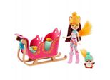 Enchantimals Amici Della Slitta Con Bambola Felicity Fox (15,24 Cm), Figura Animale Flick, Slitta E Accessori