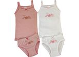 Set Intimo 4 Pezzi Bambina Canottiera Slip Cotone; Bianco/Rosa/122/128