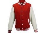 Just Hoods JH043 | Giacca Varsity / Giacca College - Colore: Rosso Fuoco/Bianco - Taglia: L