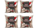 Abakuhaus Set Di Federe Natalizie (4 Pezzi), Tema Noel, Stampa Digitale Moderna Su Entrambi I Lati, 45 Cm X 45 Cm, Multicolore