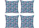 Abakuhaus Set Di Federe Astratte (4 Pezzi), Gocce Di Pioggia Colorate, Stampa Digitale Moderna Su Entrambi I Lati, 60 Cm X 60 Cm, Multicolore