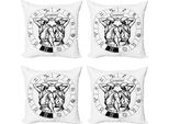 Abakuhaus Set Di Federe Per Cuscini Con Motivo Zodiacale Gemelli (4 Pezzi), Greek Twins Maschile, Stampa Digitale Moderna Su Entrambi I Lati, 60 Cm X 60 Cm, Bianco E Nero
