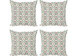 Abakuhaus Set Di Federe Astratte (4 Pezzi), Ivy Ukrainian Folk Tone, Stampa Digitale Moderna Su Entrambi I Lati, 60 Cm X 60 Cm, Multicolore