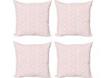 Abakuhaus Set Di Federe Rosa E Bianche (4 Pezzi), Stile Vittoriano Femminile, Stampa Digitale Moderna Su Entrambi I Lati, 40 Cm X 40 Cm, Bianco Cipria