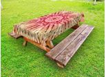 Abakuhaus Tovaglia Batik Per Esterni, Motivo Batik Gradient Circle Con Pieghe Spettrali E Stampa Con Macchie Effetto Consumato, Rosso-Marrone, 145X305 Cm