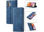 Galaxy A32 5G Custodia In Pelle Con Funzione Stand E Porta Carte, Custodia Design Portafoglio Per Samsung Galaxy A32 5G Blu