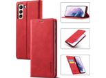 Galaxy S21 Fe 5G Custodia In Pelle Con Funzione Stand E Porta Carte, Custodia Design Portafoglio Per Samsung Galaxy S21 Fe 5G Rosso
