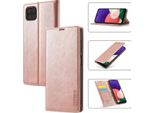 Galaxy A22 5G Custodia In Pelle Con Funzione Stand E Porta Carte, Custodia Design Portafoglio Per Samsung Galaxy A22 5G Rosa