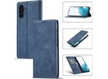 Galaxy A34 5G Custodia In Pelle Con Funzione Stand E Porta Carte, Custodia Design Portafoglio Per Samsung Galaxy A34 5G Blu