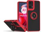 Custodia Per Motorola Moto G24 / G04 Traslucida Opaca In Tpu Con Supporto Ad Anello E Supporto Rosso