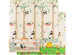 Tappeto Per Bambini Pieghevole Costway, Tappetino Per Bambini Double-Face, Tappetino Per Gattonare In Materiale Xpe, 200 X 180 Cm (Giraffa Panda)