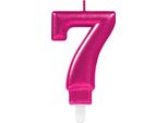 Amscan 9901789 Numero Candela #7 Rosa Metallico - 1 Pc Candela 7