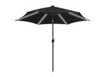 Vidaxl Ombrellone Con Illuminazione A Led E Palo In Alluminio 300 Cm Nero