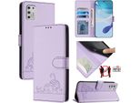 Custodia In Pelle Per Motorola Moto G Stylus 4G (2021), Dolce Gatto Custodia Flip Con Funzione Stand E Portafoglio Viola