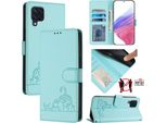 Custodia In Pelle Per Samsung Galaxy M32 4G, Dolce Gatto Custodia Flip Con Funzione Stand E Portafoglio Verde Chiaro