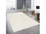 Tappeto Scintillante Per Il Soggiorno Con Motivo A Linee A Due Trame In Color Crema Dimensioni - 160 X 220 Cm
