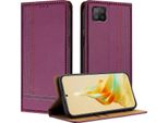 Custodia Per Oppo A73 4G In Pelle Con Funzione Di Supporto Viola