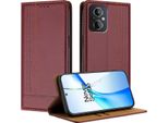 Custodia Per Oppo Reno8 4G In Pelle Con Funzione Stand Rosso Scuro