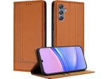 Custodia Per Samsung Galaxy M34 5G In Pelle Con Funzione Stand Brown