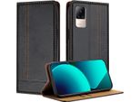Custodia Per Xiaomi Civi 1S In Pelle Con Funzione Di Supporto Nero