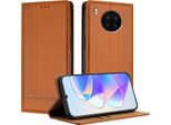 Custodia Per Telefono Cellulare Per Huawei Nova 8I/Honor 50 Lite In Pelle Flip Custodia Protettiva Con Funzione Stand Marrone