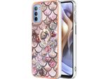 Custodia Per Motorola Moto G31 / G41, Custodia Protettiva In Silicone Tpu A Fantasia Con Supporto Ad Anello Caffè