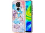 Custodia Per Xiaomi Redmi Note 9, Custodia Protettiva In Silicone Tpu A Fantasia Con Supporto Ad Anello Blu
