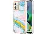 Custodia Per Motorola Moto G54, Sottile Marmo Antiurto Custodia Morbida Tpu Paraurti Turchese