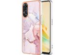 Custodia Per Oppo Reno8 T 4G, Sottile Marmo Antiurto Morbido Tpu Paraurti Custodia Oro Rosa