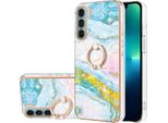 Custodia Marble Per Motorola Moto G200, Custodia Protettiva In Silicone Tpu Con Supporto Ad Anello Blu