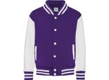 Awdis - Giacca Varsity (Stile College Americano) Per Bambini PC7314 (104) (Viola/Bianco)