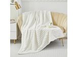 Lussuosa Coperta Di Peluche - Morbida Coperta Di Peluche Per Divani, Coperta Di Pelliccia Sintetica, Coperta Calda Per Divano Letto, Bianco, 160X200Cm