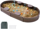 Succebuy Sabbiera Con Coperchio, Sabbiera Ovale Da 72 X 41,5 X 9,1 Pollici, Sabbiera In Hdpe Con 4 Sedili Angolari E Rivestimento Inferiore Per Esterni, Cortile, Spiaggia, Regalo Per Ragazzi E Ragazze 3-12