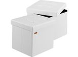 Casaria® Set 2X Sgabello Contenitore 38X38X38Cm Pouf Poggiapiedi Portaoggetti Sedile Imbottito Sgabello Salvaspazio Pieghevole Camera Letto Soggiorno