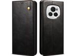 Custodia Per Honor Magic6 In Pelle Flip Case Portafoglio Con Funzione Stand Nero