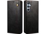 Custodia Per Samsung Galaxy A24 4G In Pelle Flip Case Portafoglio Con Funzione Stand Nero