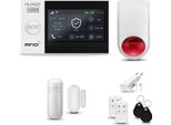 Huxgo HXA007 Sistema Di Allarme Casa Wifi + Gsm 2G Con Sirena Wireless, Sistema Di Allarme Con 1X Sensore Di Movimento E 1X Sensore Porta/Finestra, Sistema Di Allarme Per Appartamento, Casa, Garage, App Tuya Smartlife