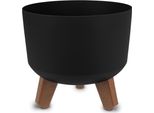 3.07 Vaso Da Fiori In Plastica Con Piedini - Ø 19,5 Cm Circa - Vaso Per Piante Con Serbatoio D'acqua - Colore: Nero (Piccolo)
