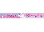 Amscan - Shimmer - Bandiera Del 21° Compleanno SG27787 (Taglia Unica) (Rosa)