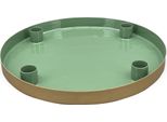 Candeliere 4 Candele Piatto Decorativo Rotondo Ø 25X3 Cm Verde