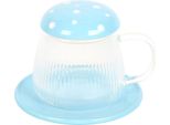 Something Different - Tazza E Piattino, Fungo, Vetro SD6568 (Taglia Unica) (Trasparente/Blu)