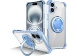 Custodia Per Iphone 16 Supporto Magnetico Ad Anello, Supporto, Compatibile Con Magsafe, Protezione Militare, Custodia Trasparente Blu