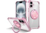 Custodia Per Iphone 16 Supporto Magnetico Ad Anello, Supporto, Compatibile Con Magsafe, Protezione Militare, Custodia Trasparente Rosa