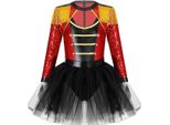 Ragazze Scintillanti Costume Da Circo Taglia 110-116 Cm Abito Da Ballo In Paillettes Abito Da Principessa A Maniche Lunghe Con Minigonna Ringmaster Cosplay