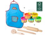 Roba X Play-Doh Compact Play Set - Strumenti In Legno 6 Barattoli Per Modellare E Grembiule - Regalo Sostenibile E Pronto Per Il Gioco Per Bambini Dai 3 Anni In Su