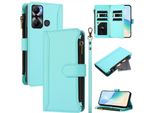 Custodia Per Infinix Hot 20 Play, Con Cerniera, Portafoglio In Finto Cuoio Con Tasche Per Carte, Supporto E Passante Per La Mano Verde Menta