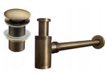 Mexen Mezzo Sifone Lavabo Rotondo Con Tappo Clic-Clac, Senza Troppopieno, Bronzo Antico - 7991050-30