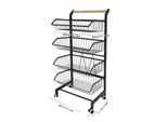 Carrello Da Cucina, Quattro Ripiani, Design Resistente Acciaio Al Carbonio, Nero