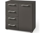 Kombikommode "Henderson", Grau (Graphit), B:80Cm H:81Cm T:42Cm, Holzwerkstoff, Set One By Musterring, Sideboards, Kombikommode, Mit 1 TüR Und 4 Schubladen Inkl. Selbsteinzug Und DäMpfung
