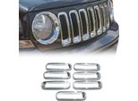 Modanature Griglia Radiatore Modanature Griglia Per Jeep Wrangler 2007-2019 Cromo Abs Argento 7X